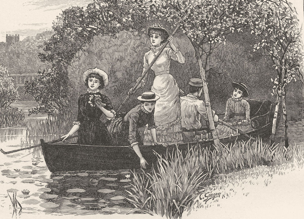 BERKSHIRE. Backwater at Wargrave. A Pool of Water- Lilies 1901 old print